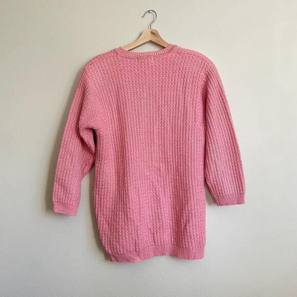 80s vintage CLASSIQUES pink gold merino wool blend oversize sweater size s/m - Picture 6 of 9